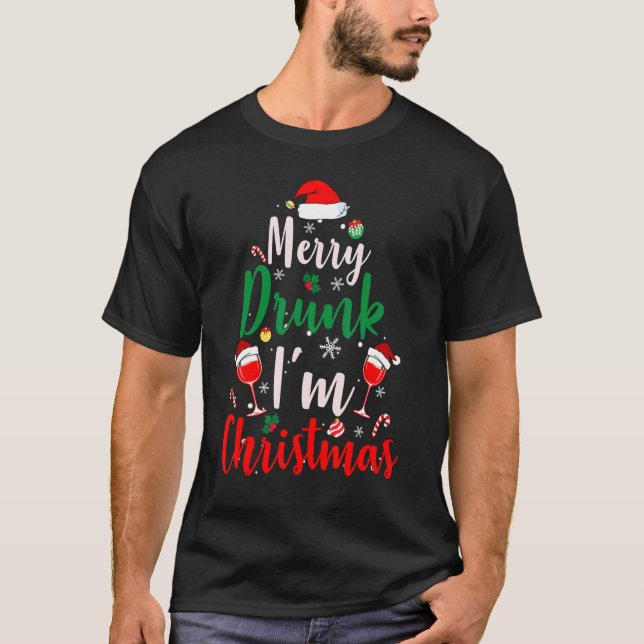 Camiseta Merry Drunk I'm Christmas  Santa Joke Xmas Beer (Frente)