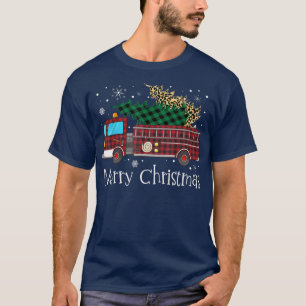 Camiseta Merry Firefighter Christmas Tree Fire Truck Buffal