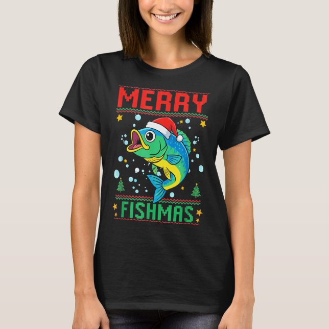 Camiseta Merry Fishmas B Fish Fishing Christmas  (Frente)