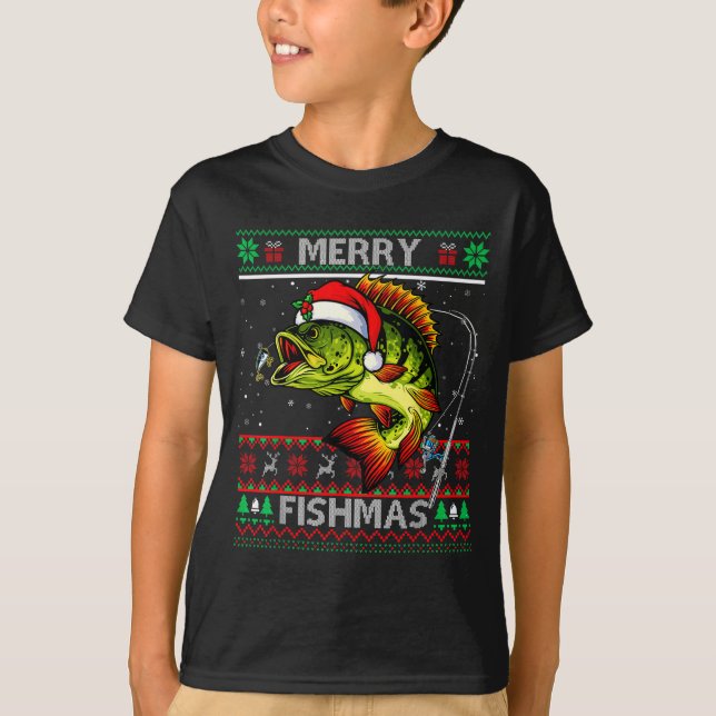 Camiseta Merry Fishmas B Fish Fishing Christmas Ugly Xmas  (Frente)