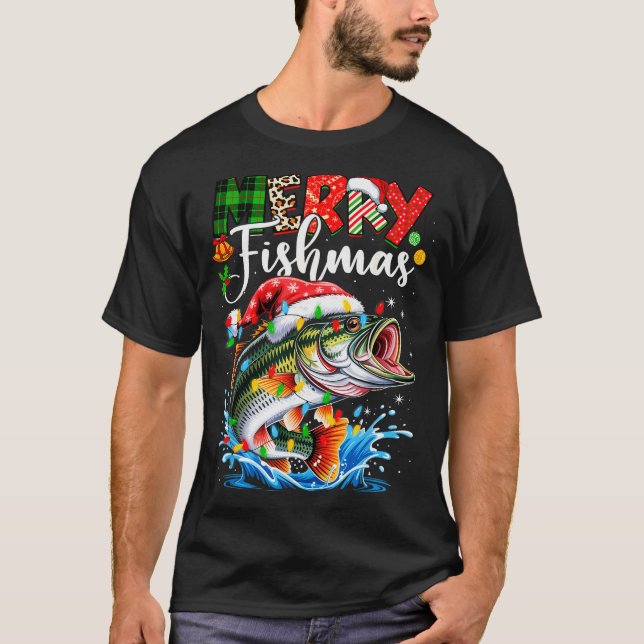 Camiseta Merry Fishmas Fish Fishing Merry Xmas Christmas Me (Frente)