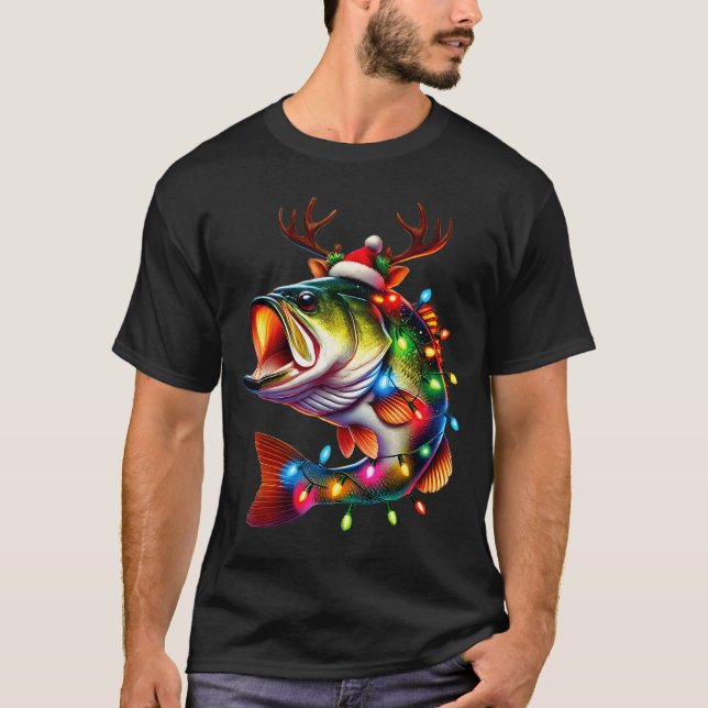 Camiseta Merry Fishmas Santa Fishing Lovers Funny Fisherman (Frente)
