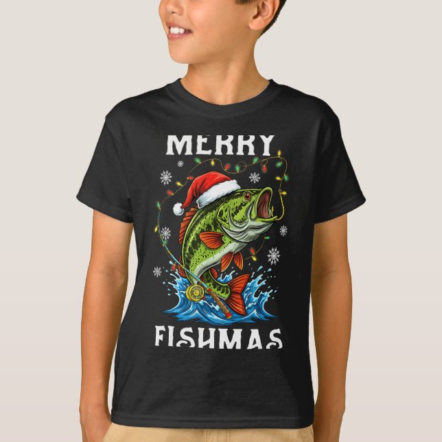 Camiseta Merry Fishmas Santa Fishing Lovers Funny Fisherman (Frente)