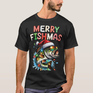Camiseta Merry Fishmas Santa Fishing Lovers Funny Fisherman