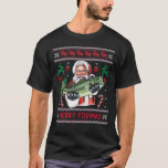 Camiseta Merry Fishmas Santa Fishing Ugly Christmas Sweater<br><div class="desc">Merry Fishmas Santa Fishing Ugly Christmas Sweater Style</div>