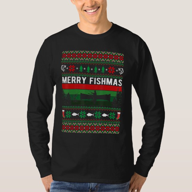 Camiseta Merry Fishmas Ugly Christmas Style Xmas Fishing (Frente)
