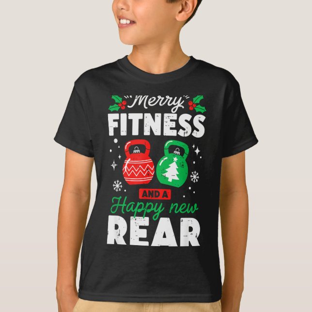 Camiseta Merry Fitmas And A Happy New Rear Christmas Fitnes (Frente)