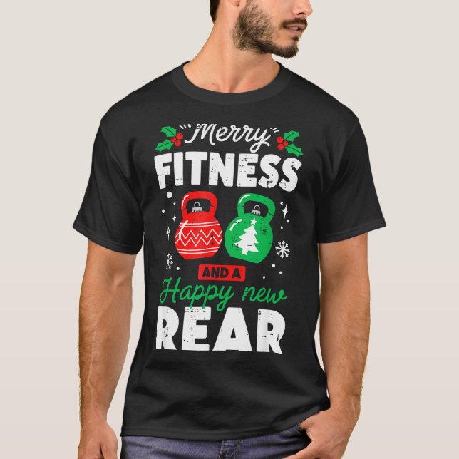 Camiseta Merry Fitmas And A Happy New Rear Christmas Fitnes (Frente)