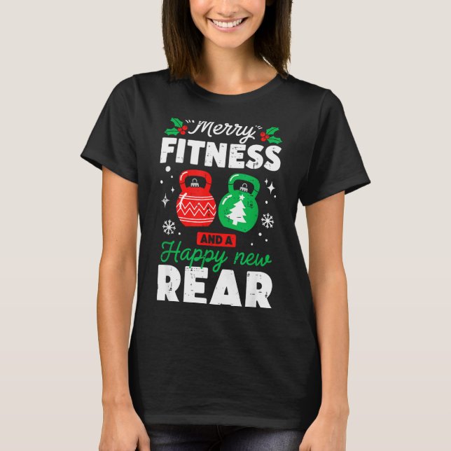 Camiseta Merry Fitmas And A Happy New Rear Christmas Fitnes (Frente)