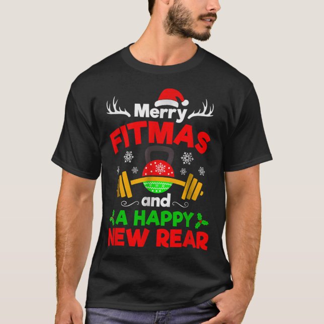 Camiseta Merry Fitmas And A Happy New Year  (Frente)