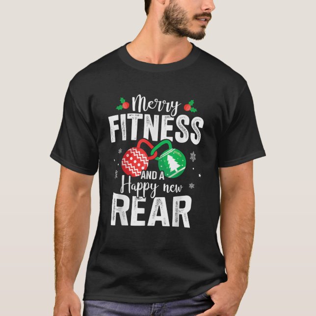 Camiseta Merry fitness and a happy new rear for christmas f (Frente)