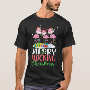 Camiseta Merry Flocking Christmas Flamingo Pink In Santa Ha