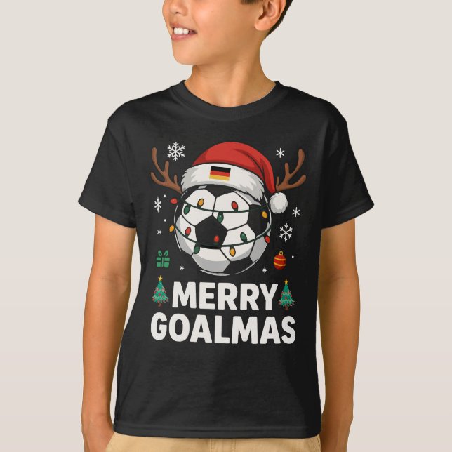Camiseta Merry Goalmas - Funny Soccer Christmas (Frente)