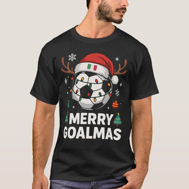 Camiseta Merry Goalmas Italy - Funny Soccer Christmas (Frente)