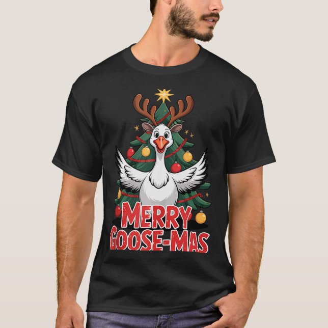 Camiseta Merry Goose-mas Reindeer Antlers Funny Christmas G (Frente)