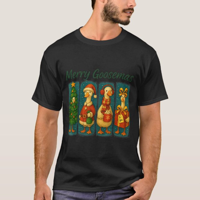 Camiseta Merry Goosemas Funny Festive Goose Brushstroke Chr (Frente)