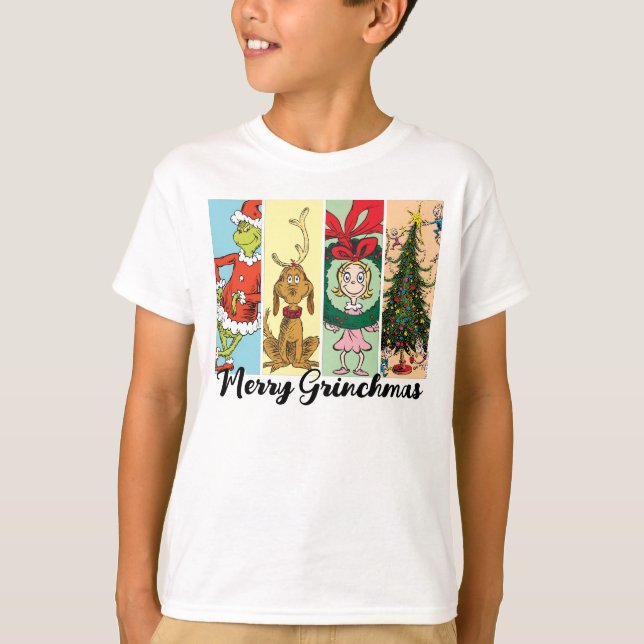 Camiseta Merry Grinchmas Holiday Collage (Frente)