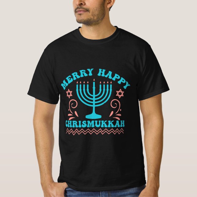 Camiseta Merry Happy Chrismukkah Hanukkah (Frente)