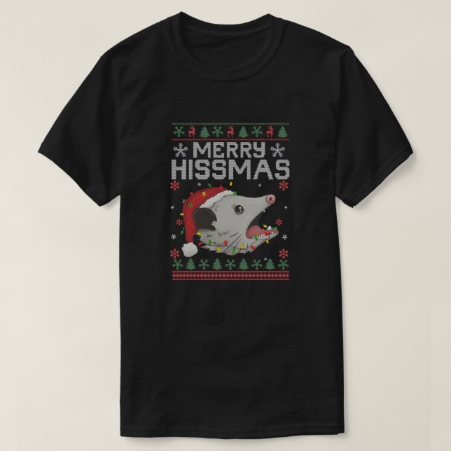 Camiseta Merry Hissmas, Funny Cat Christmas Design (Frente do Design)