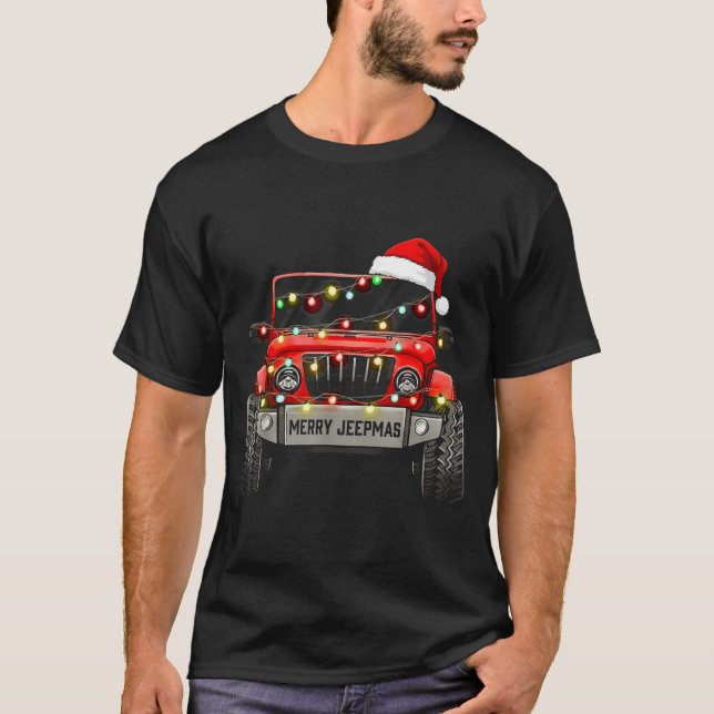Camiseta Merry Jeepmas Christmas Xmas Santa Reindeer Men Bo (Frente)