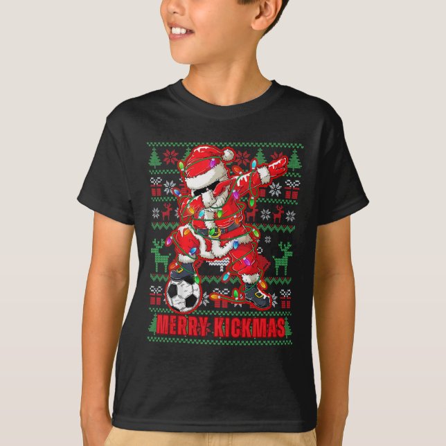 Camiseta Merry Kickmas Christmas Soccer Ball Ugly Youth Swe (Frente)