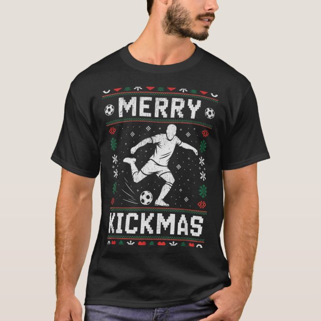Camiseta Merry Kickmas Funny Christmas Soccer Xmas  (Frente)