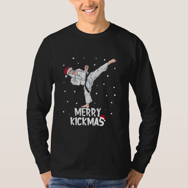 Camiseta Merry Kickmas Karate Santa Claus Martial Arts (Frente)