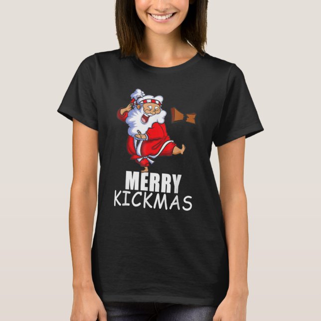 Camiseta Merry Kickmas  Karate Santa Family Matching Pajama (Frente)