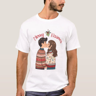 Camiseta Merry Kissmas – Cute Kissing Couple Christmas Shir