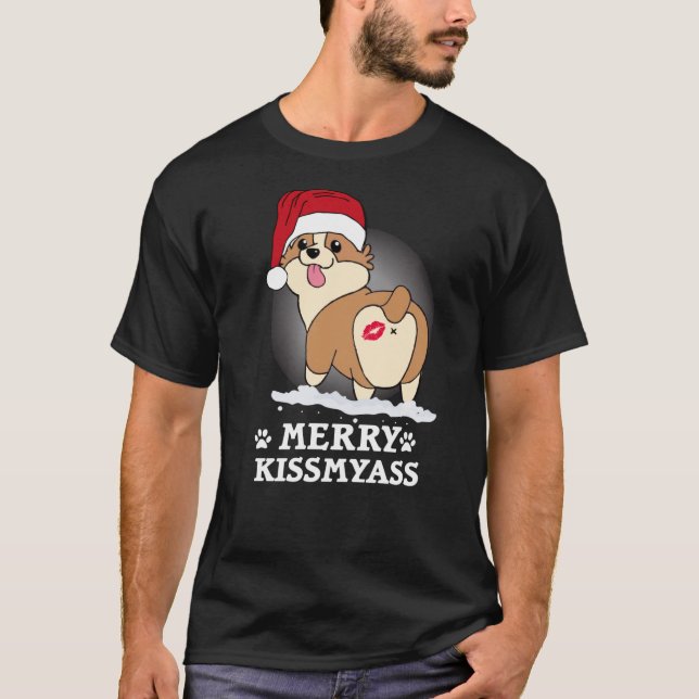 Camiseta Merry KissMyAss Corgi Christmas Classic T-Shirt (Frente)