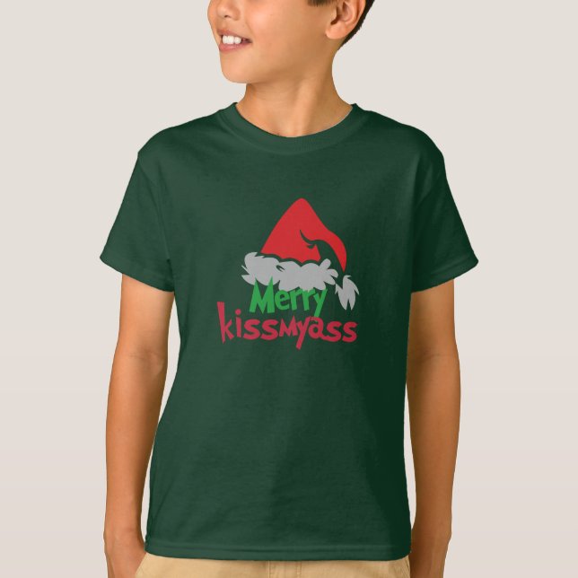 Camiseta Merry Kissmyass Funny Christmas Kids’ T-Shirt (Frente)