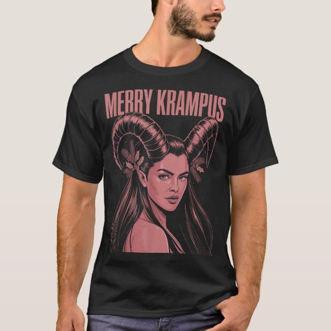 Camiseta Merry Krampus Ironic Lilith Christmas Dark Feminin (Frente)