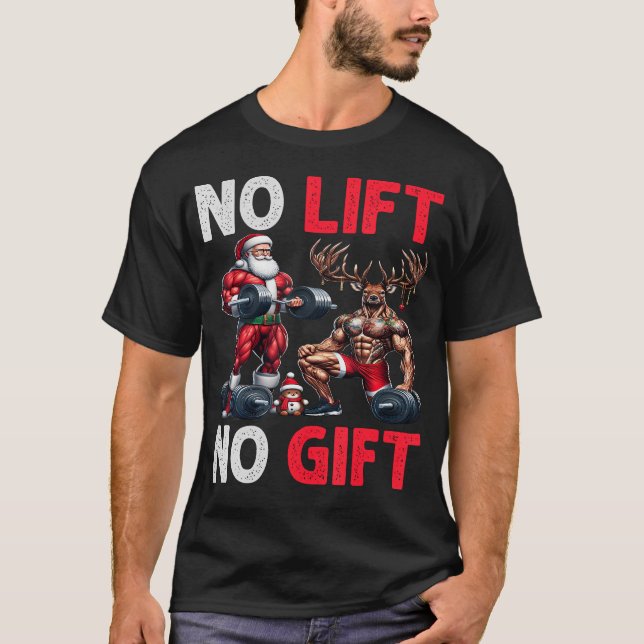 Camiseta Merry Liftmas Muscle Santa Weightlifting Xmas Body (Frente)