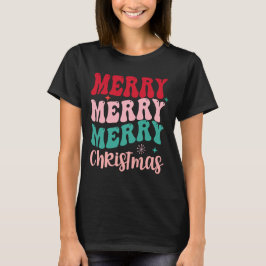 Camiseta Merry Merry Merry Christmas Retro