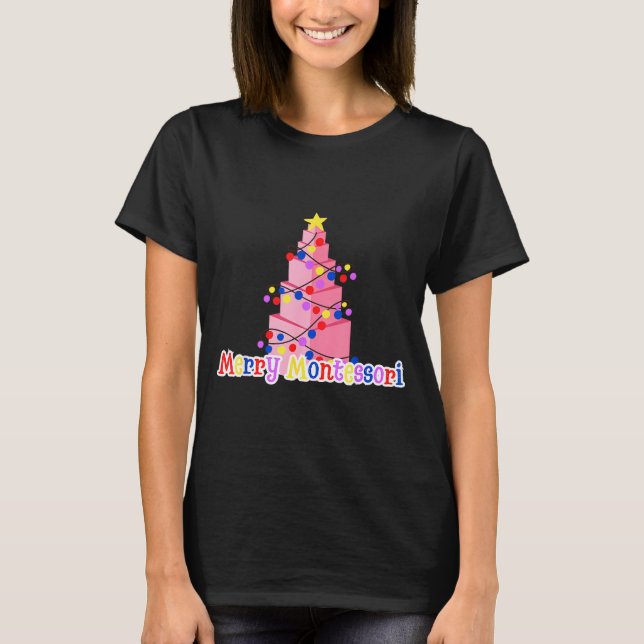 Camiseta Merry Montessori Nk Tower Christmas Tree Teacher S (Frente)