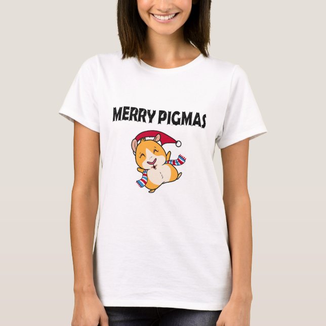 Camiseta Merry Pigmas Face Mask Funny Guinea Pig Christmas  (Frente)