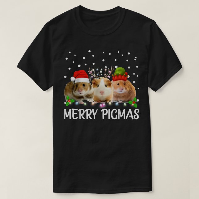 Camiseta Merry Pigmas Funny Guinea Pig Christmas Santa  (Frente do Design)