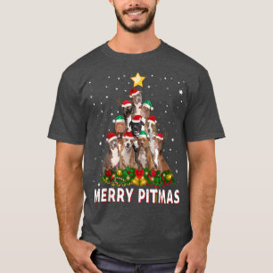 Camiseta Merry Pitmas Pitbull Dog Ugly Christmas Sweater Tr