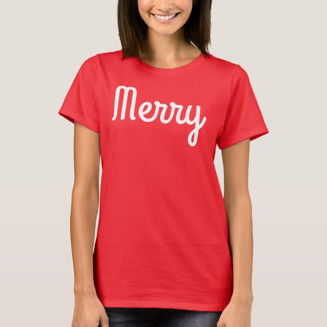 Camiseta Merry Red Shirt Simple Modern Retro Minimalist  (Frente)