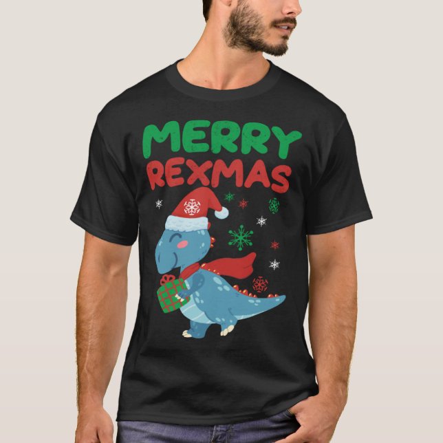 Camiseta Merry RexMas Christmas Dinosaur (Frente)