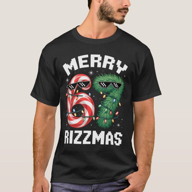 Camiseta Merry Rizzmas 67 Candy Cane Tree Sungles Funny  (Frente)