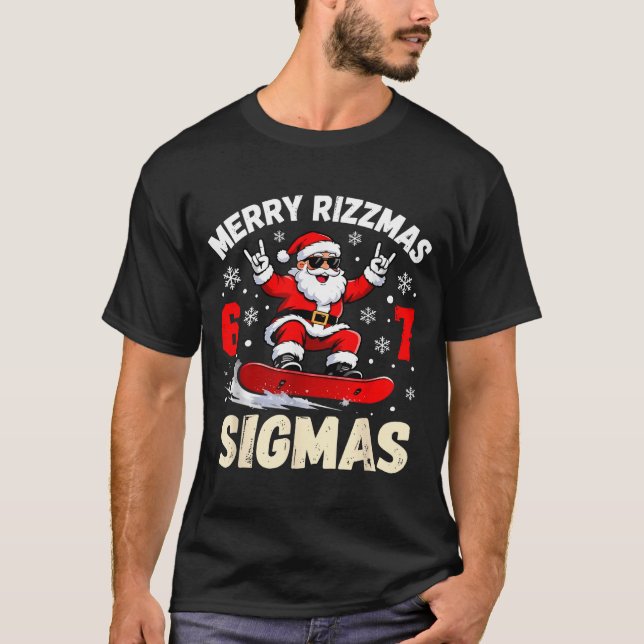 Camiseta Merry Rizzmas Sigmas Santa 67 Six Seven  (Frente)