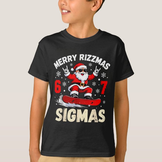 Camiseta Merry Rizzmas Sigmas Santa 67 Six Seven  (Frente)