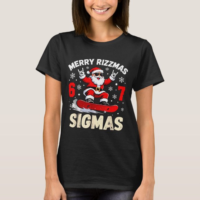 Camiseta Merry Rizzmas Sigmas Santa 67 Six Seven  (Frente)