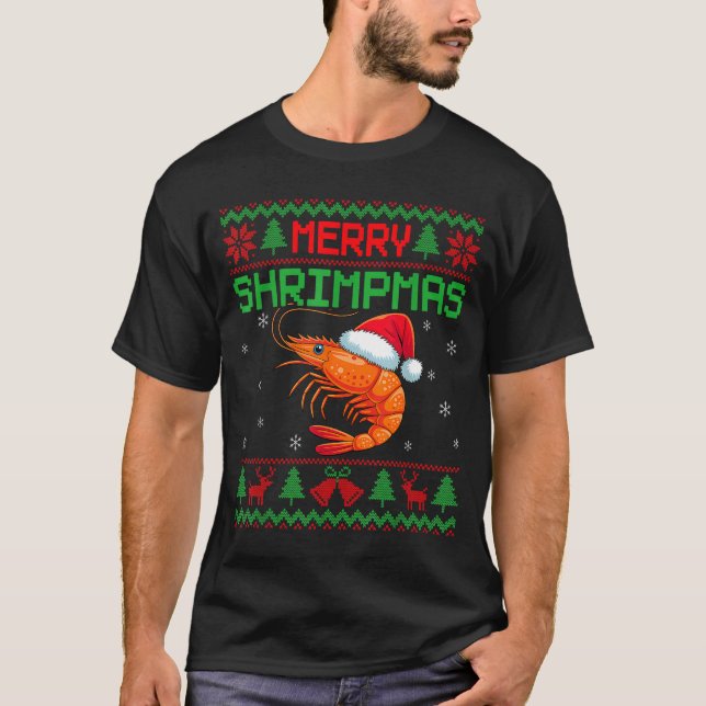 Camiseta Merry Shrimpmas Funny Shrimp Ugly Christmas Sweate (Frente)