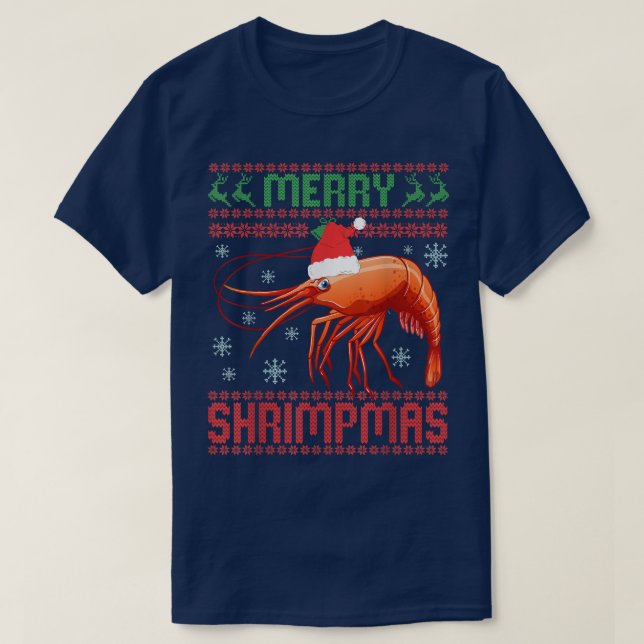Camiseta Merry Shrimpmas Funny Shrimp Ugly Christmas Sweate (Frente do Design)