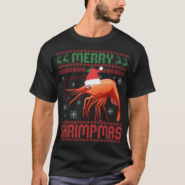 Camiseta Merry Shrimpmas Funny Shrimp Ugly Christmas Sweate (Frente)