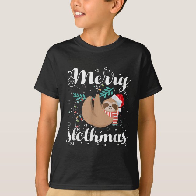 Camiseta Merry Slothmas Christmas Pajama For Sloth Lovers  (Frente)