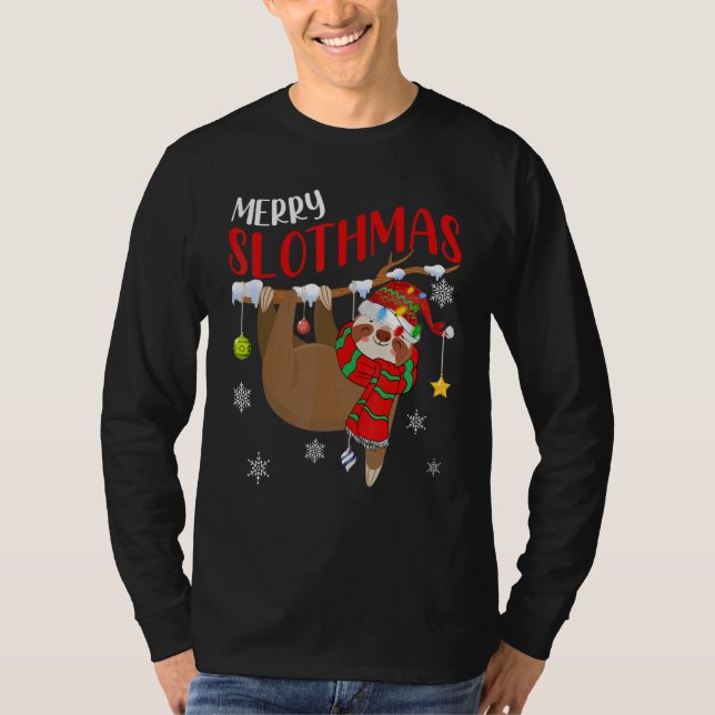 Camiseta Merry Slothmas Happy Christmas  Sloth Noel Snow 2 (Frente)