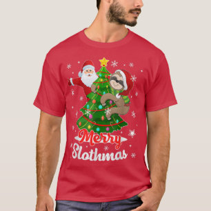 Camiseta Merry Slothmas Santa Sloth Christmas Decorations T